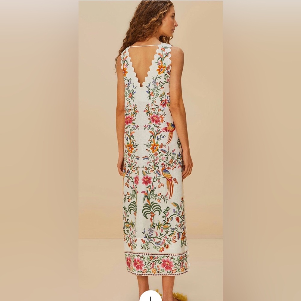 FARM Rio White Midi Dress EuroFlax Premium Linen - Picture 4 of 5
